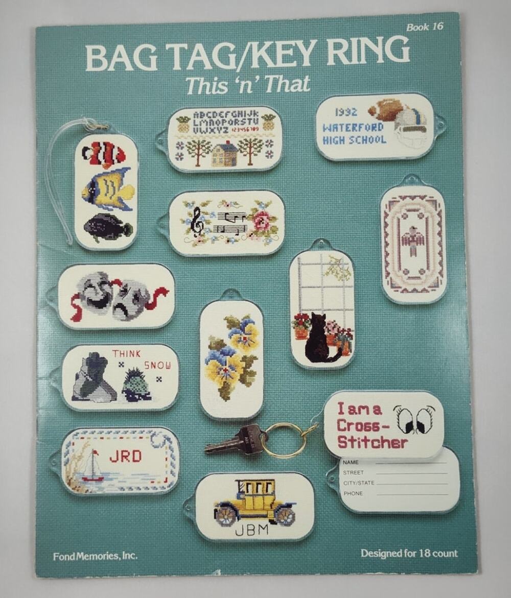 Fond Memories Bag Tag Key Ring This n That Cat, Sailboat, Football Patterns